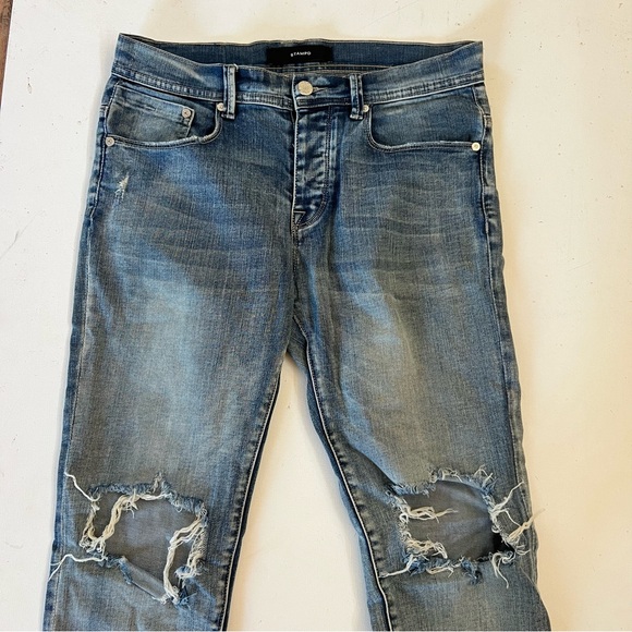 Stampd blue ripped knees boyfriend jeans - Picture 2 of 6